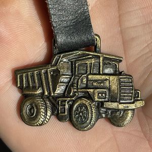 Vintage Mack Trucks Pocket Watch Key Fob Brass